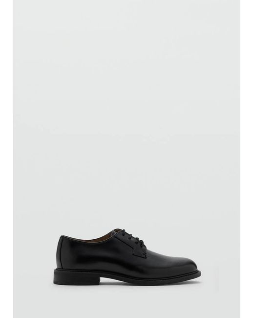 Mango Black Leather Suit Shoes for men