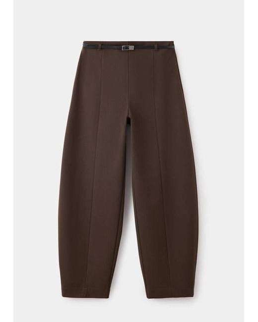 Mango Brown Balloon Trousers With A Buckled Belt