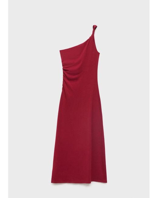 Mango Asymmetrical Dress With Gathered Strap
