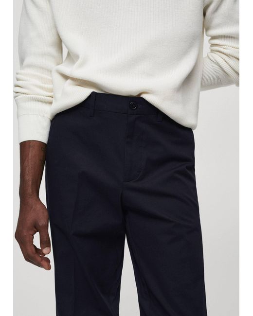 Mango Blue Regular-fit Cotton Trousers Dark for men