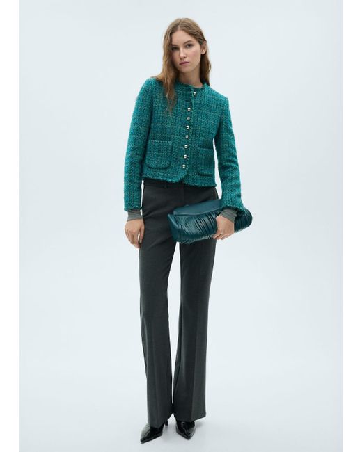 Mango Green Pocket Tweed Jacket
