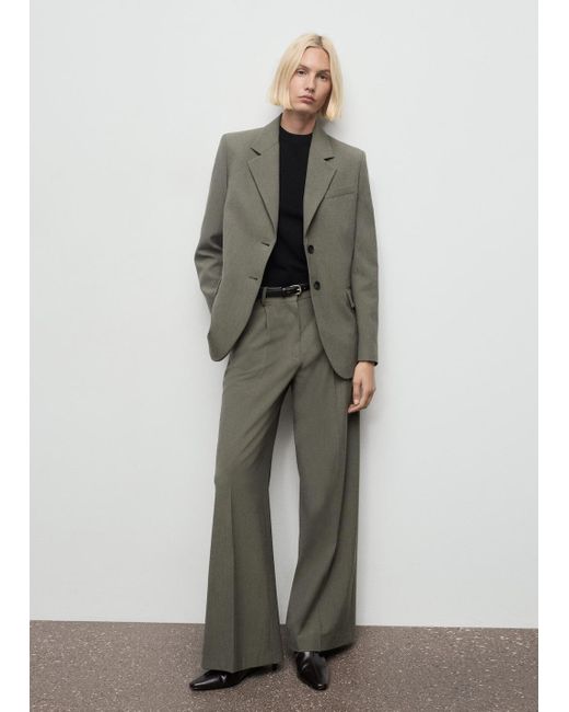 Mango Gray Suit Blazer With Flap Pockets