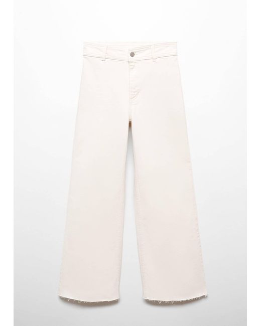 Mango White Jeans Culotte High Waist Off