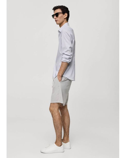 Mango White Stretch Fabric Slim-fit Striped Shirt Dark for men