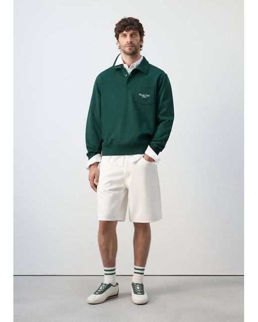Mango Green 100% Cotton Polo Sweatshirt for men