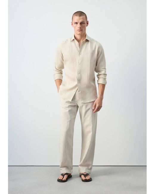 Mango Natural Regular-Fit 100% Linen Shirt for men