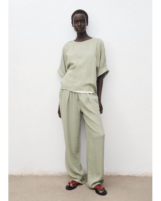 Mango White Oversized Blouse With Turn-Up Sleeves