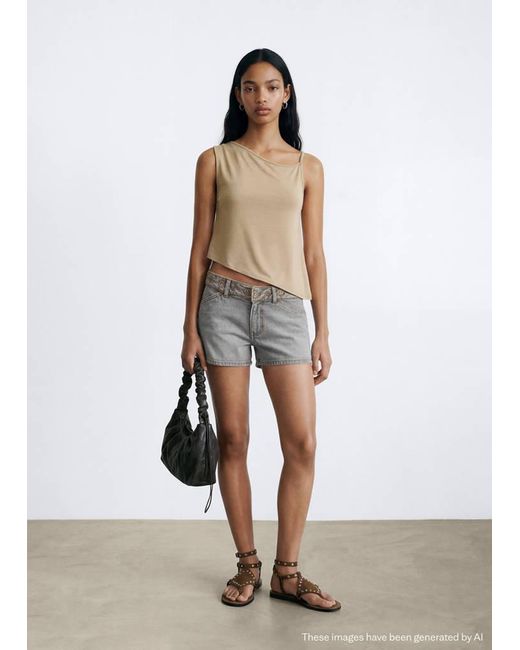 MANGO TEEN White Plain Asymmetrical Top