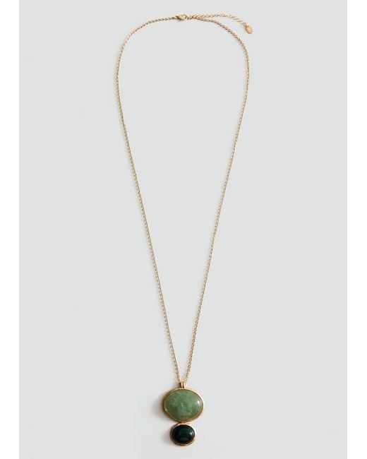 Mango Green Long Pendant With Stones