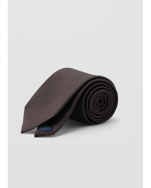 Mango Black Plain Silk Tie for men