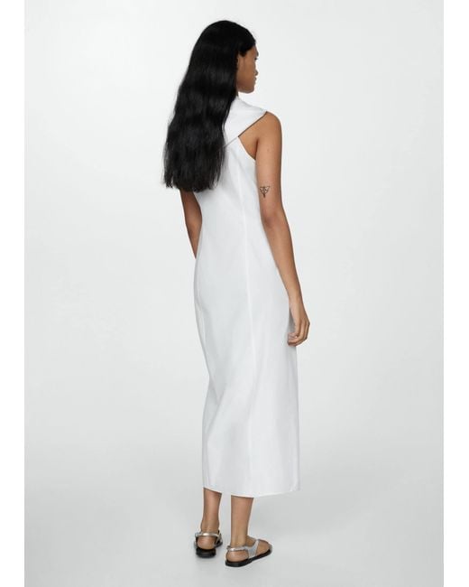 Mango White Hooded Dress With Zip