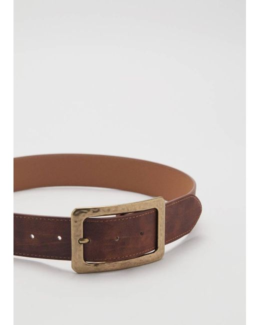 Mango Brown Square Buckle Belt