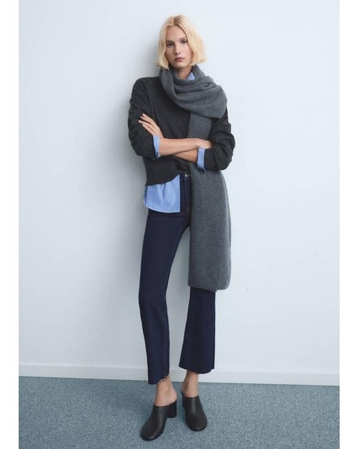 Mango Blue Sienna Flared Cropped Jeans