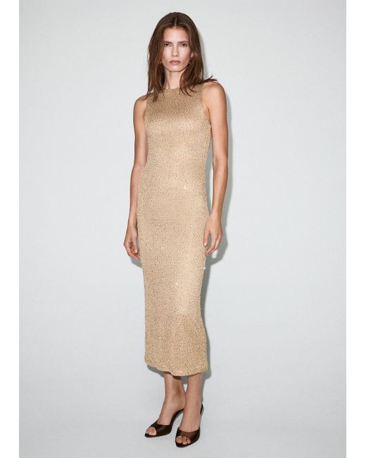 slim fit dress slacks Atticus Knit Maxi Dress with Sequin / Gold | Meshki
