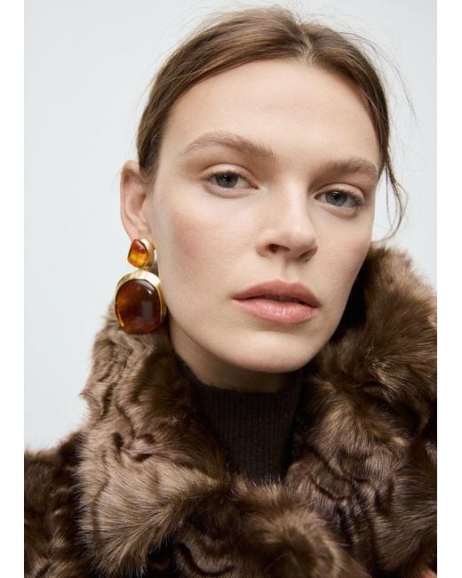 Boucles D'Oreilles Pendantes Résine Or Mango en coloris Orange