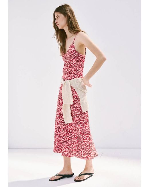 Mango Pink V-Neck Print Dress