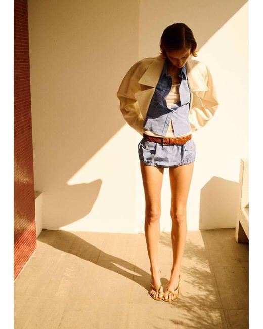 Mango Natural Check Mini Shorts