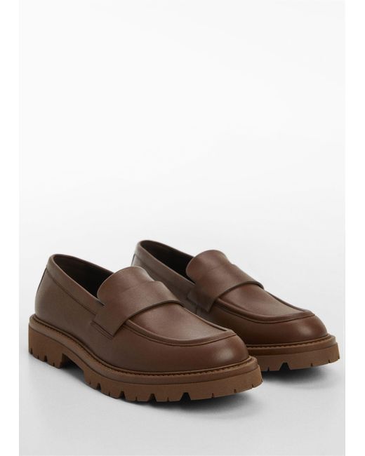 Mango Brown Leather Moccasin With Track Sole for men