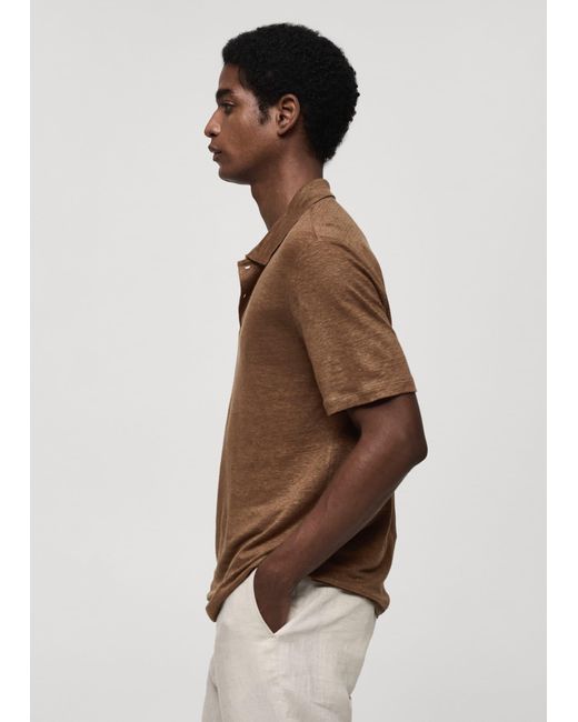 Mango Natural Slim Fit 100% Linen Polo Shirt for men