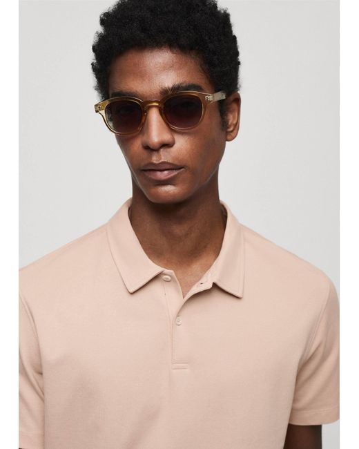 Mango Natural Slim-fit Textured Cotton Polo Shirt Pastel for men