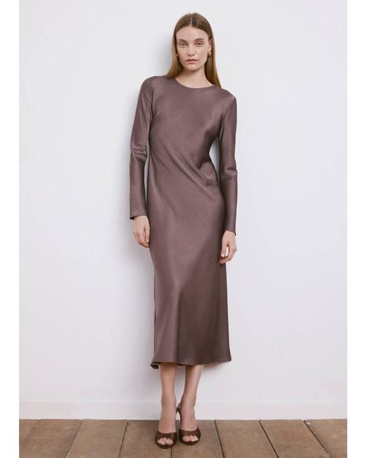 Mango Purple Long Satin Textured Dress