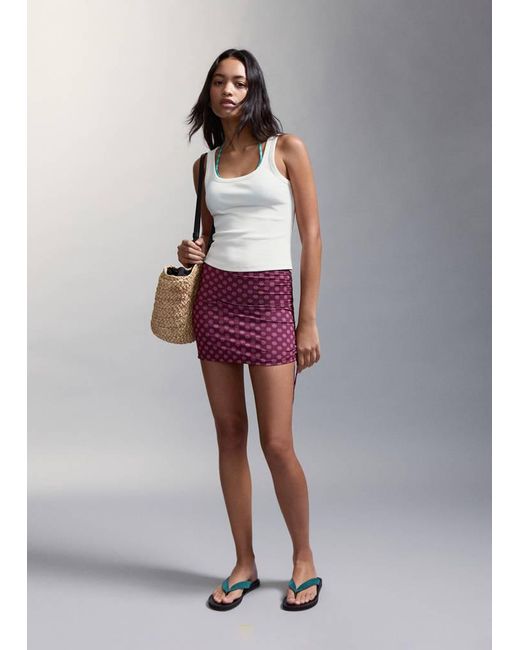 MANGO TEEN Red Printed Sarong Skirt