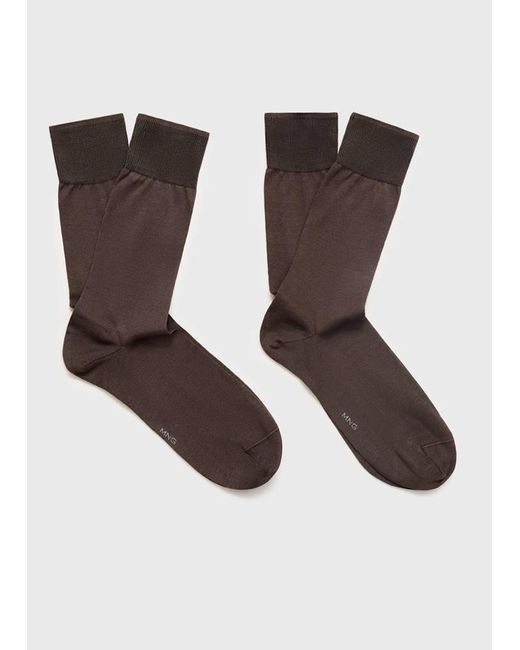 Mango Brown Pack Of 2 Long Cotton Socks for men