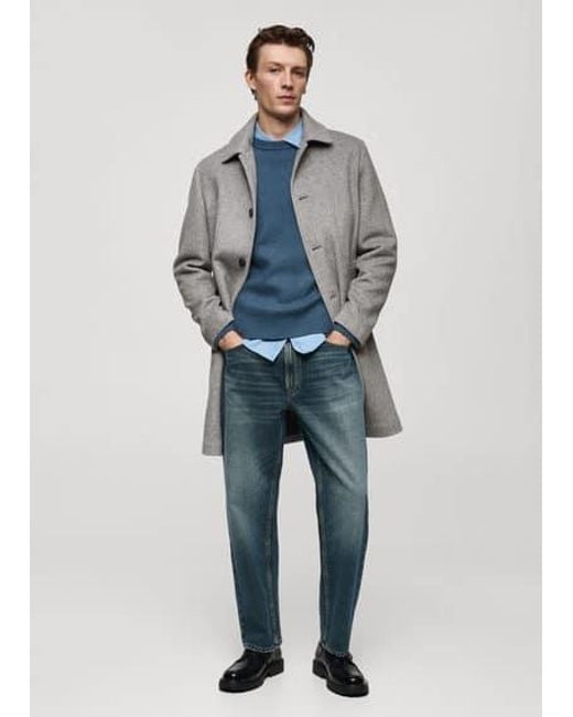 Mango Regular Fit Herringbone Wool Coat in Blue for Men Lyst UK