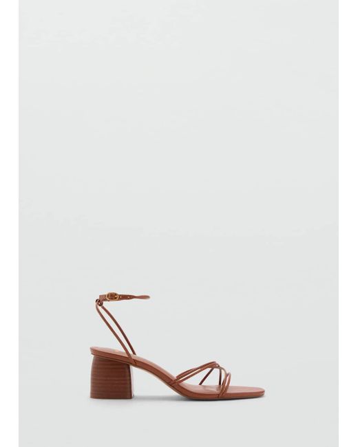 Mango Brown Heeled Sandal With Crossed Straps