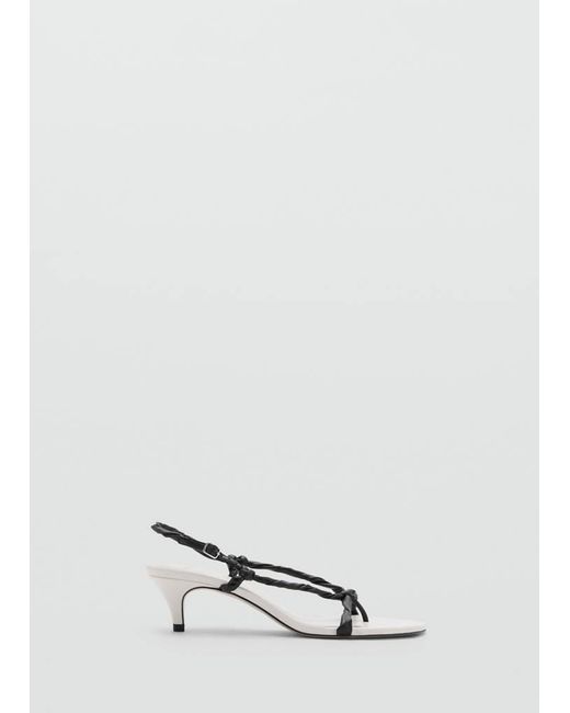Mango Red Ruched Strips Sandals