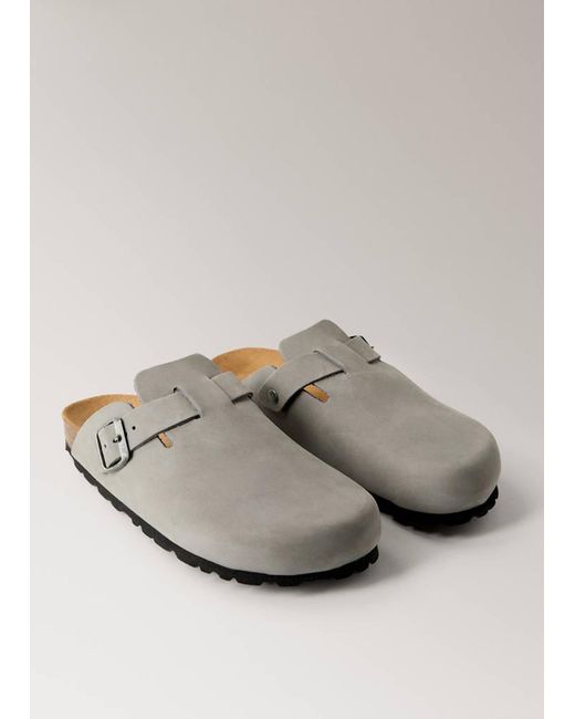 Mango Gray Leather Clog Shoes