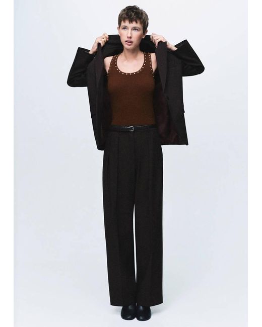 Mango Black Knitted Top With Studs