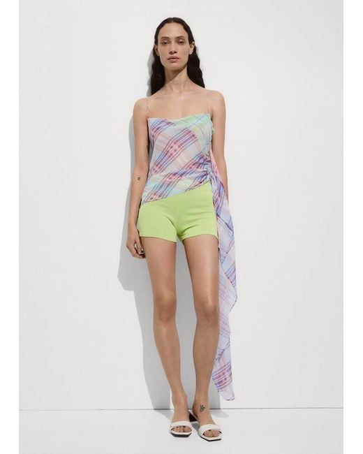 Mango Multicolor Asymmetrical Ruffle Top