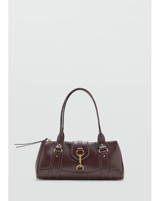 Mango Gray Medium Shoulder Bag With Snap Hook