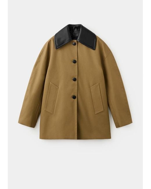 Mango Natural Faux Leather Effect Trench Coat