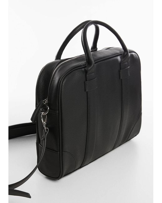Mango Black Leather-effect Briefcase for men