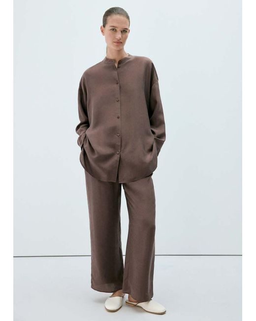 Mango Brown 100% Washed Silk Blouse