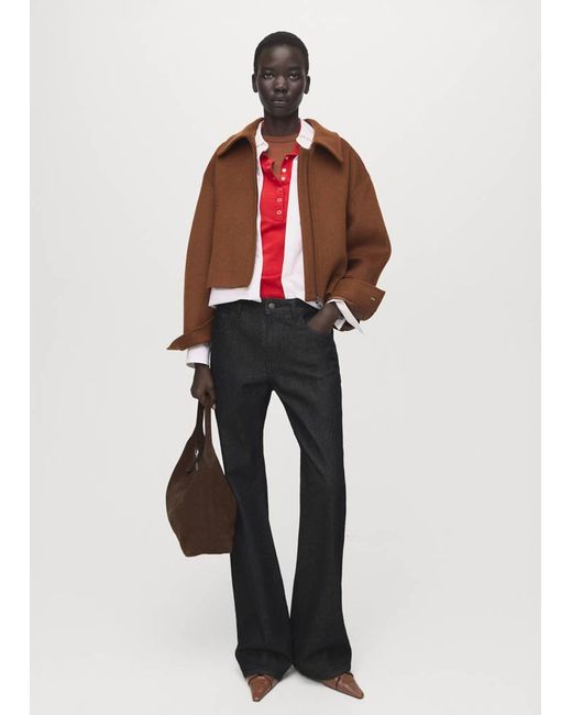 Mango Multicolor Wool Jacket With Shirt Collar