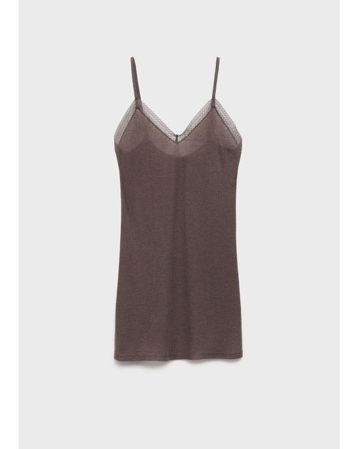 Mango Natural Ribbed Pyjama Top