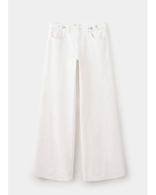 MANGO TEEN White Wide-Leg Jeans With Belt Loop Detail