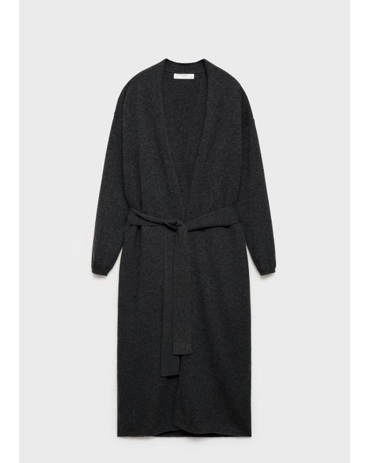 Mango Natural 100% Cashmere Long Cardigan With Design Charcoal