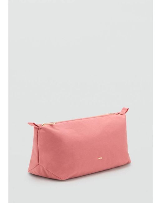 Mango Pink Quilted Toiletry Bag With Logo