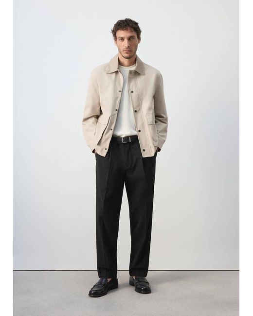 Mango White Water-Repellent Jacket With Pockets for men