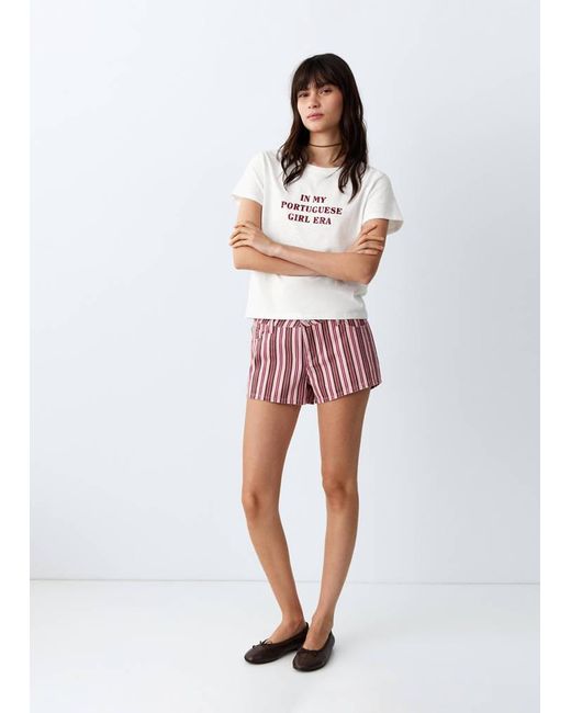 MANGO TEEN White Printed Text T-Shirt