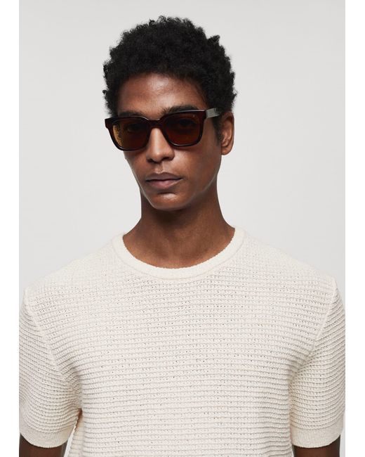 Mango White Crochet Knit T-shirt Off for men