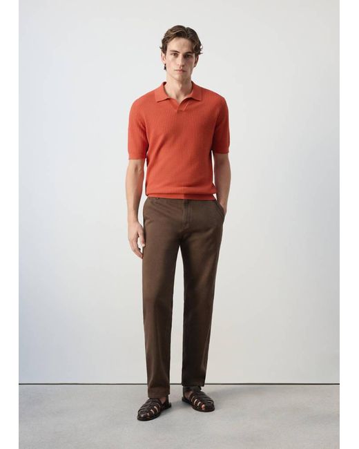 Mango Red 100% Cotton Knitted Polo Structure for men