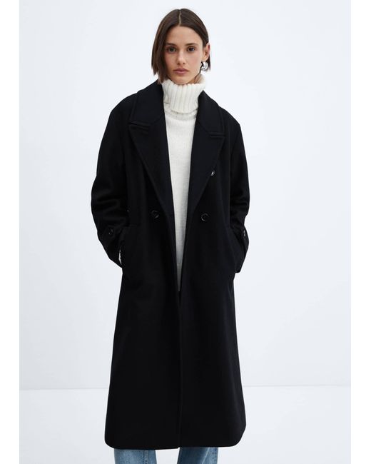 Mango Black Oversize Wool Coat