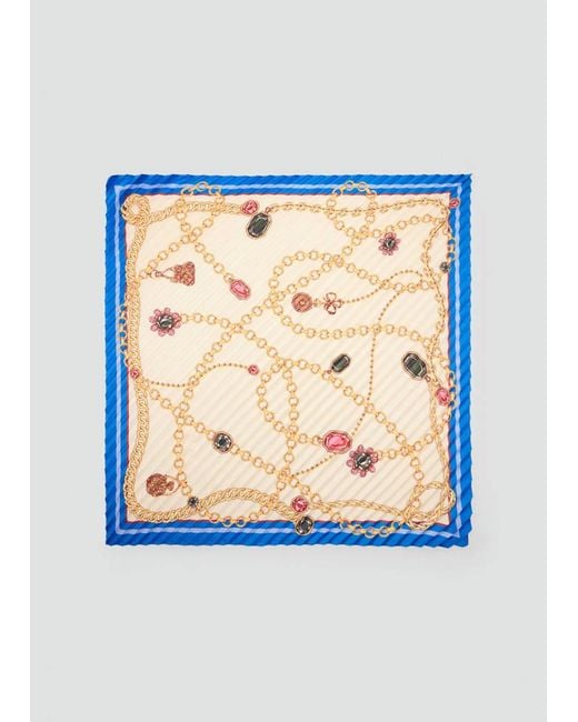 Mango Blue Printed Pleated Scarf
