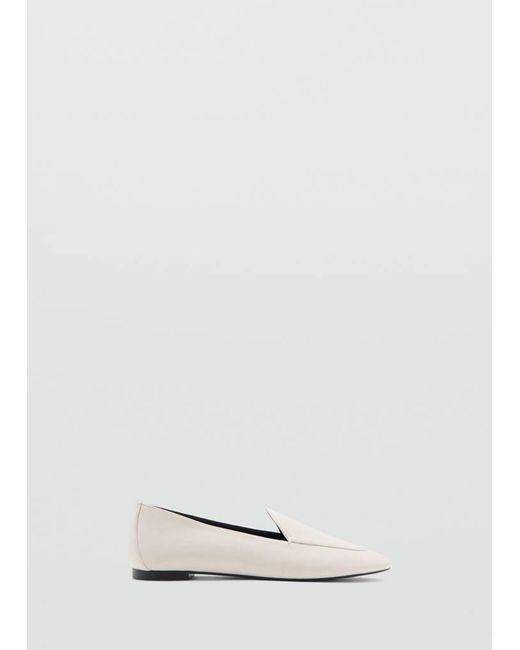 Mango White Leather Loafers