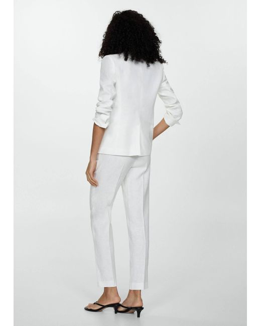 Mango White Linen Suit Trousers